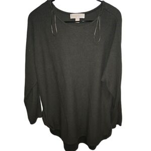 Michael Kors Women's Size L Hi-Lo Hem Sweater 💛 Gold Logo Side Zip Tunic‎ Top